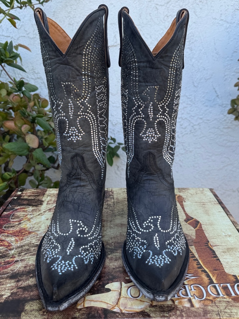 Old Gringo Eagle Crystal Swarovski Boots Vesuvio Black Size 10 L443-10